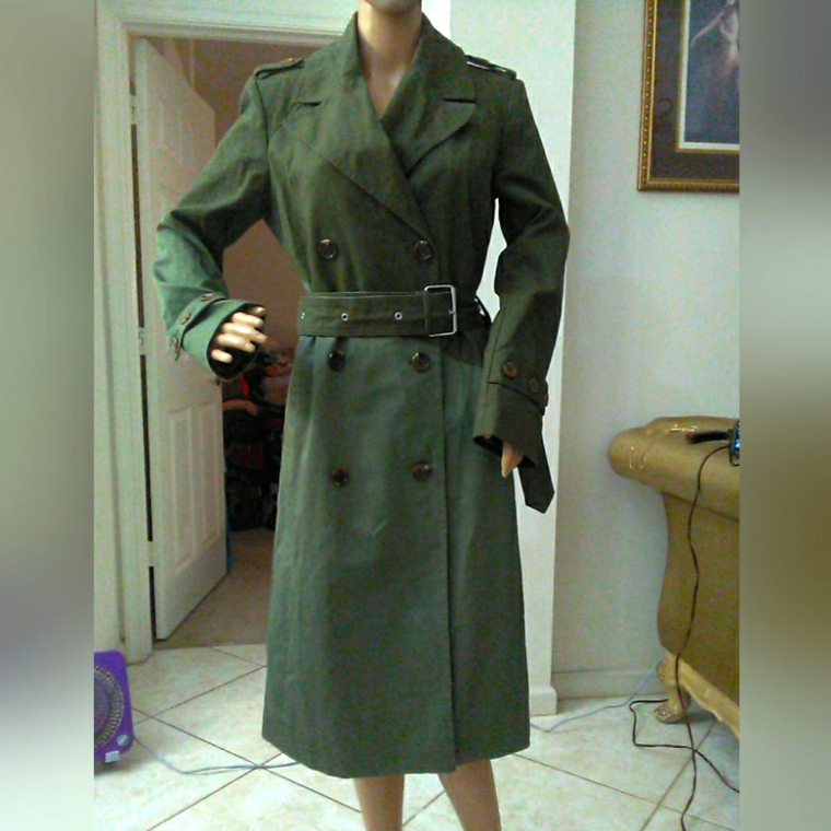 Bnwot Classy & Stylish Green Trench Coat By Nordstom Sz. S Belted (1st Lady Look